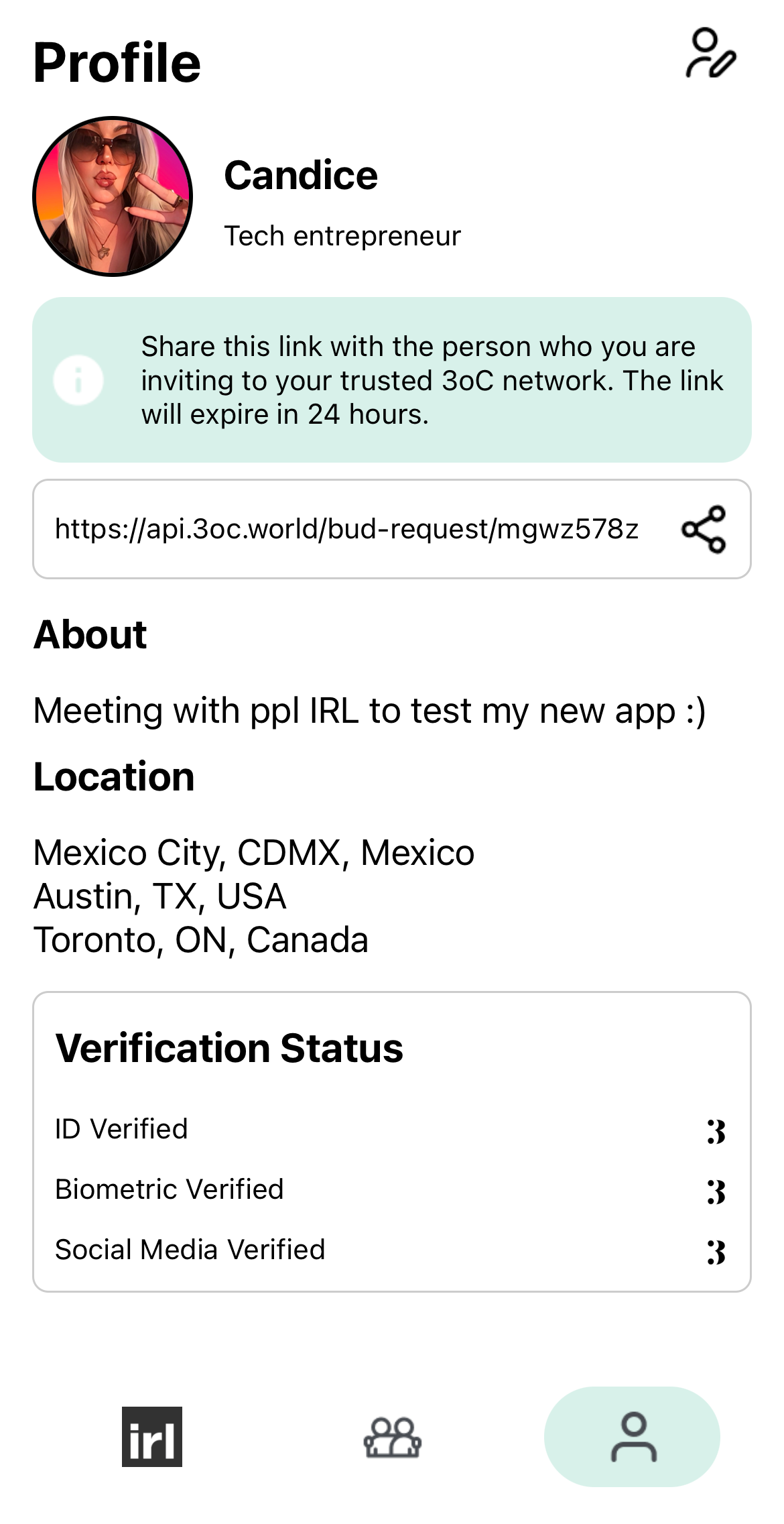 Create your 3oC profile example
